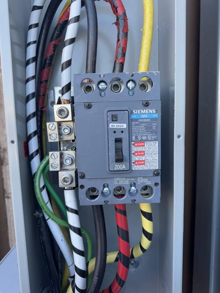 200 amp breaker terminated in panel