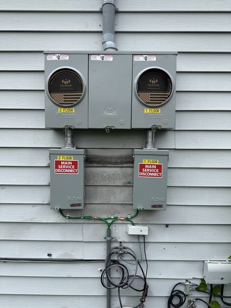 Two-unit meter and main disconnect service upgrade